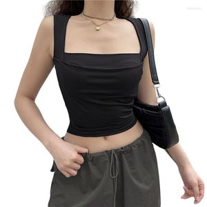 Женские танки Женщины y2k сексуальные спагетти ремень для ремня для кровотока повседневная квадратная шея Cami Low Cut Slim Fit Cool Streetwear Lummer Tops