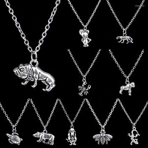 Pendant Necklaces Animal Word Chain Necklace Dog Tag Mouse Bee Leopard Friend Gifts For Men Women Jewelry Charm