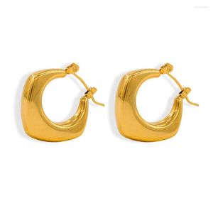 Hoop Earrings Stainless Steel Chunky Gold Plated Waterproof Jewelry C Shape Women Accessories Statement Wholesale