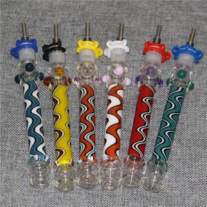 Hookah Nectar Pipe Kit med titan Tips 10mm Inverterade Nail Reting Glass Pipes Oil Rig Koncentrat DAB STRUD Vattenrör