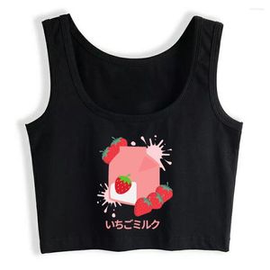 Damen Tanks Crop Top Frauen Erdbeere Milch Harajuku Emo Ästhetische Grunge Tank Weibliche Kleidung