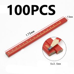 Ołówki 100pc Czarny ołowiany stolarka DIY Builder Koldista Craft Gruby rdzeń spłaszczony Mark Custom Pen Office Stationerery 230317