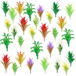 Fiori decorativi 100pcs 0,79 pollici Mini alberi di colore misto Modello di treno Paesaggio Architettura Fiore senza supporti