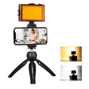 Stativ Puluz Mobile Live Streaming Video Set Vlogging Kit med Microphone Desktop Stativfyllningsljus för inspelning