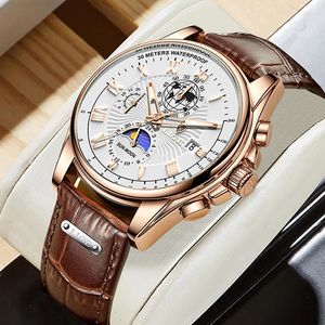 Armbandsur Lige Fashion Automatic Date Men Quartz Watches Topp Male Clock Chronograph Sport Mens Wrist Watch Relogio Masculino