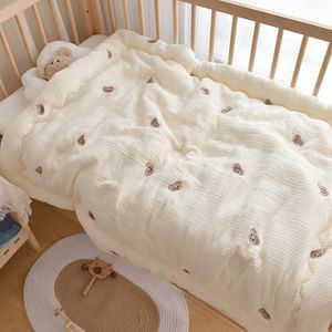 Täcken mjukt baby täcke tjock vinterkomfald för spjälsäng barns täcke sängkläder bomull tupplur filt muslin baby artiklar mor barn 230317