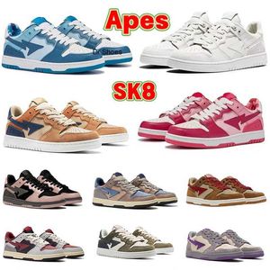 Случайные обувь Bapestas SK8 Low Men Women Женщины -дизайнер Nigo Bating Ape Sneaker Court Abc Camo Vintage Beige Indigo Brown Ivory Trainers