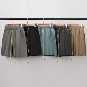 Men's Shorts Heavy Cotton Sweat Shorts Washed Grey Casual Streetwear Four-Pockets Styling Five Colors G230316