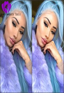 Fashion Part Blue Color Simulation Human Hair Lace Front Wig com Cosplay de cabelos para bebê Perucas de renda sintética para Women8438693