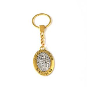 10st-mycket nyckelring St Jude Thaddeus Be för oss legering Charms hängsmycken Key Ring Travel Protection Diy Jewelry A-550F286X