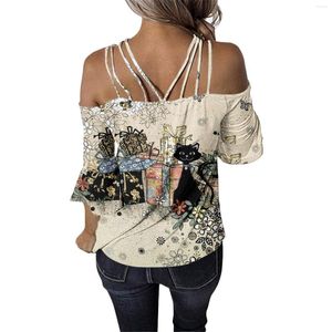 Zbiorniki damskie 3x Tops for Women Women Casual T Shirt Off ramię spaghetti Zimne koszule trening kompresyjny