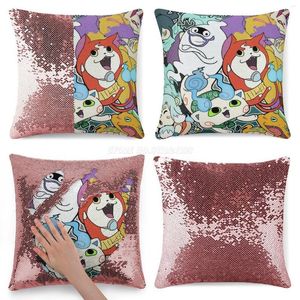 Yastık Kılıfı Yo Yo Yo Yo-Kai Sequin Pillowcase Trow 40cmx40cm Yokai Kai Youkai Gaming Monst