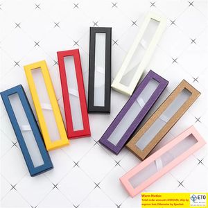 8 Farben Mode Büro Stift Display Verpackung Box Stift Geschenk Schmuck Verpackung Papier Box mit PVC-Fenster Großhandel