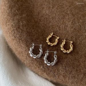 Hoop Earrings WTLTC Gold Sliver Color Metal Twisted Round For Women Statement Geometric Thick Hoops Fashion Jewelry