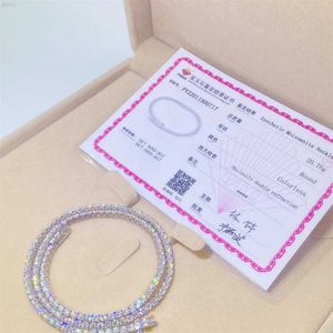 Luxury Jewelry Real Solid 10k Gold 3mm Tennis Chain Bracelet Necklace White Gold Moissanite Tennis Chain