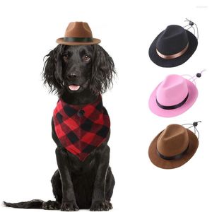 Vestido de cachorro cowboy filhote de cachorro de estimação para cães Triângulo Conjunto de moda Vestido de moda Vestido de roupas de cabeça casual ao ar livre Acessórios para animais de estimação