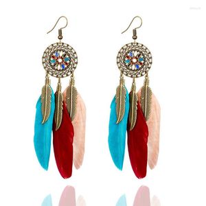 Dangle Earrings 2023 Long Tassel Fashion Feather Style Ethnic Boho Big Statemen