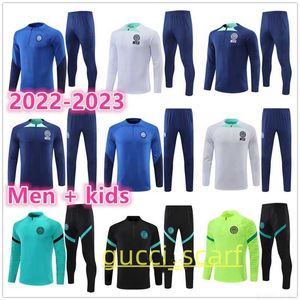 Inter Mens and Kids Soccer Tracksuit Kit 22 23 Men pojkar fotbollsutbildningsspårspår Chal Futbol Survetement Foot Tuta