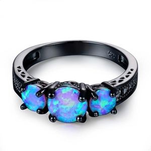 Anéis de casamento finos mulheres vintage Blue Fire Opal Ring Ring noivado Banda de aniversário Presente para RingsWedding