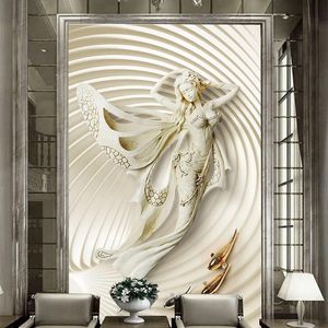 Wallpapers Benutzerdefinierte selbstklebende Tapete Europäische 3D-Modeskulptur Wandbild Wohnzimmer EL Eingangshalle Hintergrund Dekor Wasserdicht