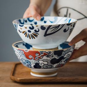 Miski japońska miska ramen retro ceramiczna duża zupa domowa sałatka z kapeluszu warzywnego