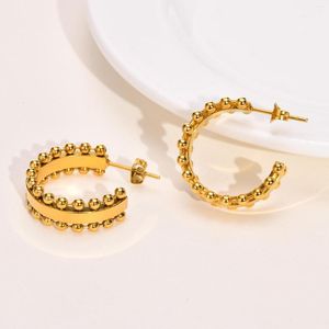 Hoop Earrings Women's Ball C Shaped Trendy Minimalist Dainty Stainless Steel Earring Chains Ear Jewelry To Girls