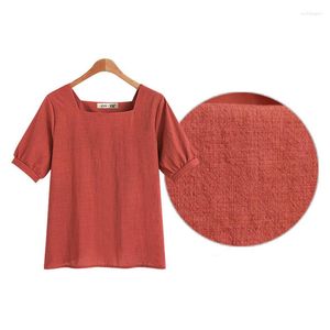 Women's Blouses 2023 Summer Cotton Linen Women Blouse Shirt Red Khaki Black Casual Chiffon Soft Breathable Female Tops Ladies Clothes