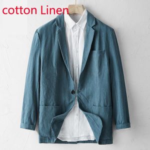 Men's Suits & Blazers Arrival Fashion Thin Men Linen Suit Cotton Material Spring And Autumn Summer Single Breasted Casual Size M L XL 2XL 3X