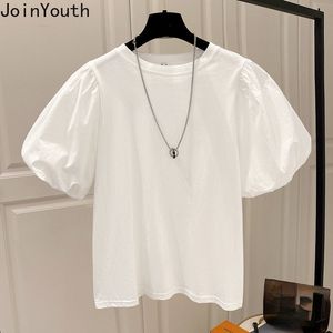 Women's T-Shirt Cotton Woman Tshirts Shirts for Women O-neck Puff Sleeve White Tees Tops Female Fashion Loose casual T Shirt Ropa Mujer 230317