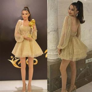 Charming Gold Sequin Homecoming Dresses Sweetheart Sleeve Short Prom Gown Mini Puffy Skirt Vestido De Novia 326 326