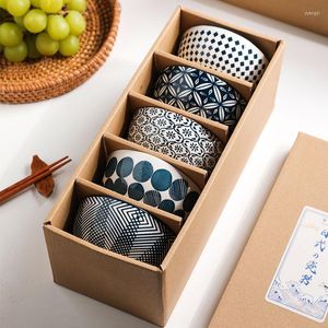 Bowls WSHYUFEI Five Pack Japanese High-end Gift Box Bowl Household Ceramic Rice High Value Cutlery Set Nice Small Of