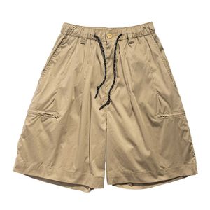 Pantalones cortos para hombre Color sólido Multi-Bolsillo Cargo Shorts Hombre Verano Casual Hasta la rodilla Pantalones cortos Cintura elástica Medios pantalones sueltos Hombres G230316