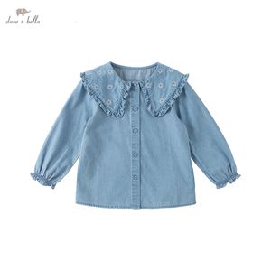 Kids Shirts Dave Bella Spring 2 3 4 5 6 7 9 11 Year Old Children's Clothing Polo Neck Denim Blue Shirt 230403