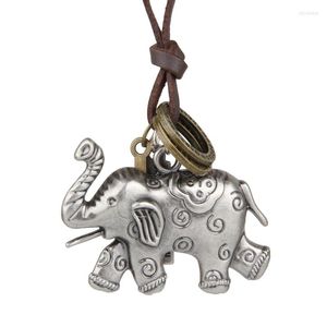 Anhänger Halsketten NIUYITID Vintage Thailand Elefant Kette Halskette Männer Frauen Leder Schmuck Einstellbar Männlich Neckless Geschenk Bruder