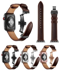 Wsirak Black Bracelet Butterfly Clapp Strap Best Best renuine Leather Loop Band для Apple Watch Series 1 2 3 4 5 6 7 8 SE 38 мм 40 мм 42M9510358