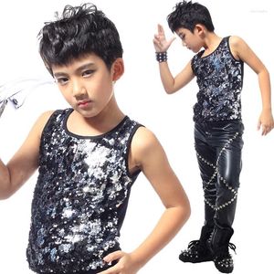 Stage Wear Boys Caz Kostümleri Sizli Yelek Top Pullu Kıyafet Kid Hip Hop Çocuklar Dans Etme Sokak Dans Giysileri DNV10055