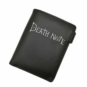 Wallets Death Note Anime Black Leather Wallet Men Women Card and Photo Holder Purse Short Design Coin Purse for Cosplay GiftL230303