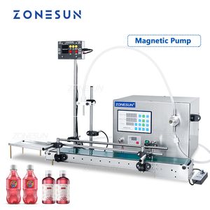 Zonesun máquina automática de enchimento de líquidos, bomba magnética, suco de água, leite, garrafa de vidro