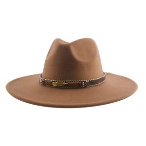 Cappelli fedora Cappelli a tesa larga 9,5 cm Cintura a fascia solida Cappelli da donna di lusso Cappelli da chiesa da sposa rossi neri bianchi per le donne Sombreros De Mujer