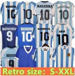 Argentina Retro Soccer Jerseys Maradona Futebol camisa 1978 1986 1998 1996 2000 2001 2006 2010 Kempes Batistuta Riquelme