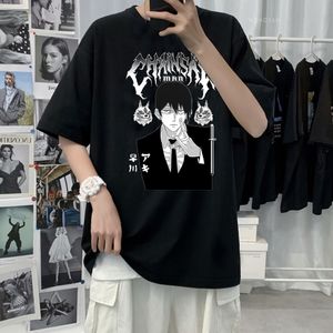 Męskie koszulki japońskie anime łańcuch łańcuchowa man t-shirt męskie kreskówka t-sochita T-shirt Makima Harajuku graficzne koszulki unisex ubrania