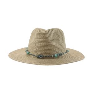 Hat Beach Hats for Women Straw Hat Solid Panama Hats for Men Band Chain Summer Wide Brim Casual Sombreros