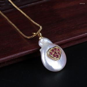 Choker Fushsia Maroon Red Cz Tiny Heart Charm Coin Freshwater Pearl Bead Dainty Gold Chain Pendant Necklace For Women Wedding