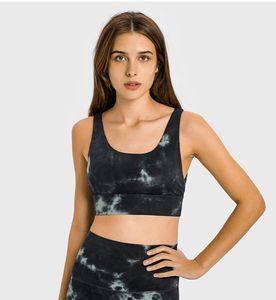Ll Women Yoga Tie-Dye Fitness Bh Tops Crew Neck gril fintness tank Vest Solid Workout Breatble stockproof Top Female LL767