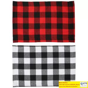 Jul Buffalo Plaid Burlap Placemats Doublesided Reversible Waterproof Dinner Table Placemats Party Table Decoration grossist