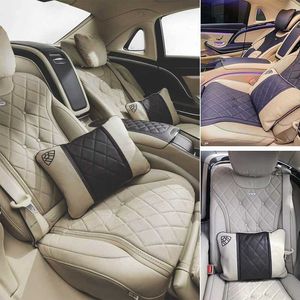 Seat Cushions Car Waist Pillow For Mercedes Maybach SClass Headrest Luxury NAPPA Car Lumbar Pillows Travel Seat Cushion Support Accessories Z0316