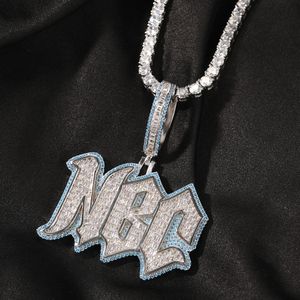 Custom A-Z Letters Pendant Necklaces Bling Cubic Zircon Diamond Real Gold Plated Jewelrys