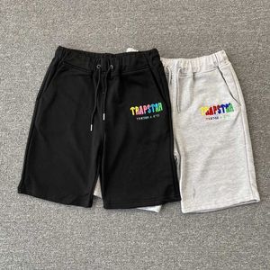 Mäns shorts bästa kvalitet Trapstar Bomullshorts män Kvinnor Färgbrev broderade dragkantor Black White Grey G230316