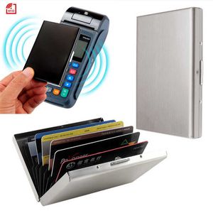 Portfelki Stal nierdzewna Uchwyt karty kredytowej Mężczyźni Slim Anti Protect Holder Kobiety Kobiety RFID Portfel Metal Case Porte Cartel230303