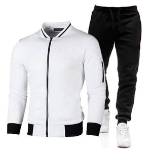 Jogging Clothing Brand Sportswear Men's Zipper Jacket Sports Pants Fitness Gym Suit Cotton 2-piece